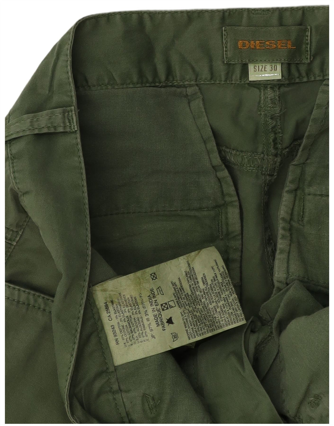 DIESEL Womens Slim Cargo Trousers W30 L30  Green Cotton