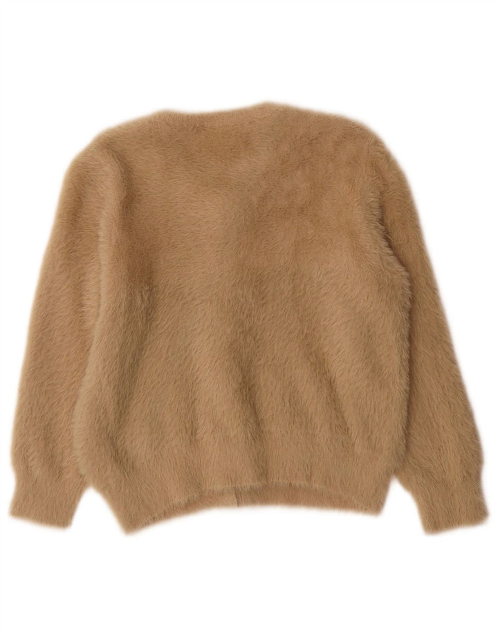 Zara Womens 3/4 Sleeve Cardigan Sweater UK 14 Medium Beige