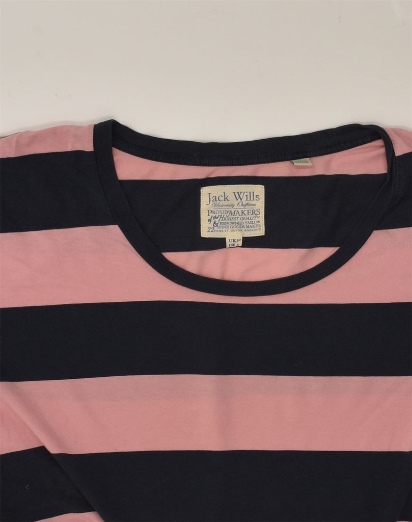 JACK WILLS Womens T-Shirt Top UK 10 Small Pink Striped Cotton | Vintage Jack Wills | Thrift | Second-Hand Jack Wills | Used Clothing | Messina Hembry 