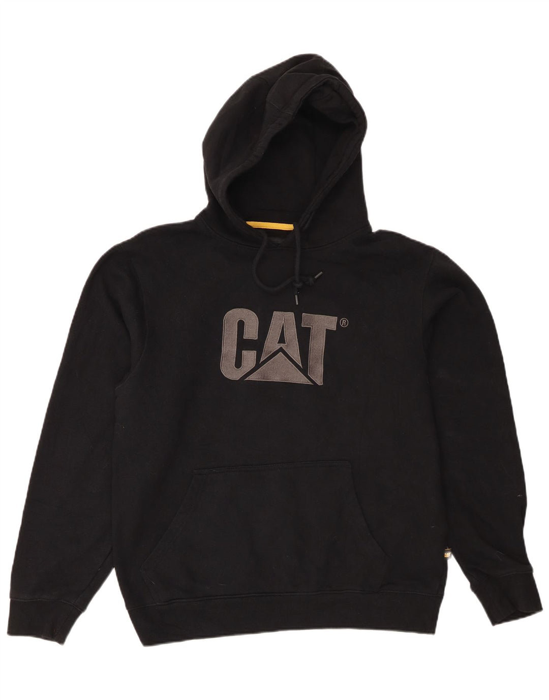 CAT Mens Graphic Hoodie Jumper Large Black Cotton