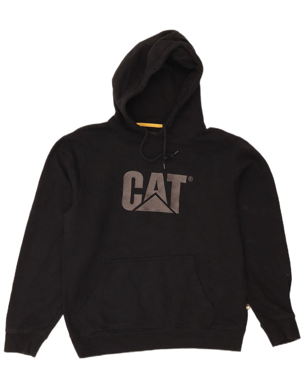 CAT Mens Graphic Hoodie Jumper Large Black Cotton