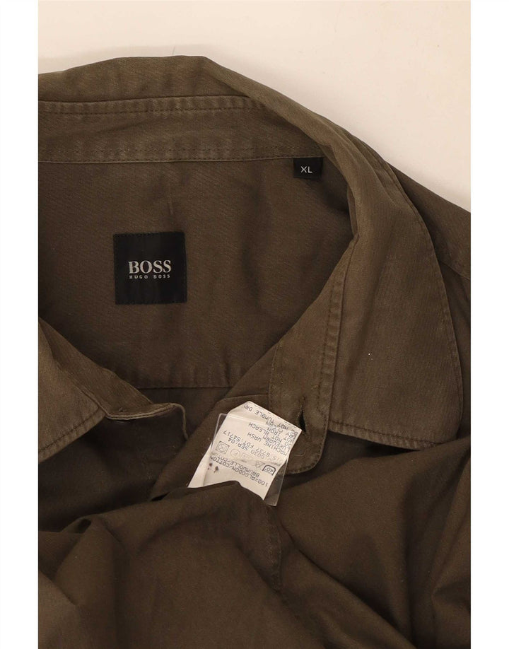 Hugo Boss Mens Shirt XL Khaki Cotton