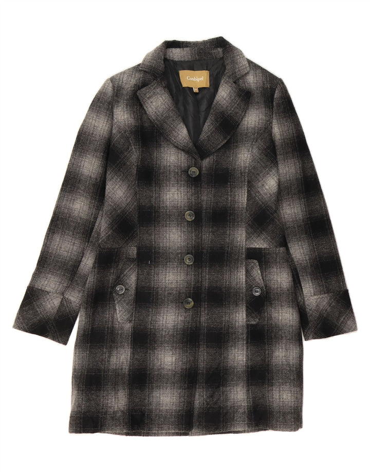 CONBIPEL Womens Overcoat IT 44 Medium Black Check Wool Vintage Conbipel and Second-Hand Conbipel from Messina Hembry 