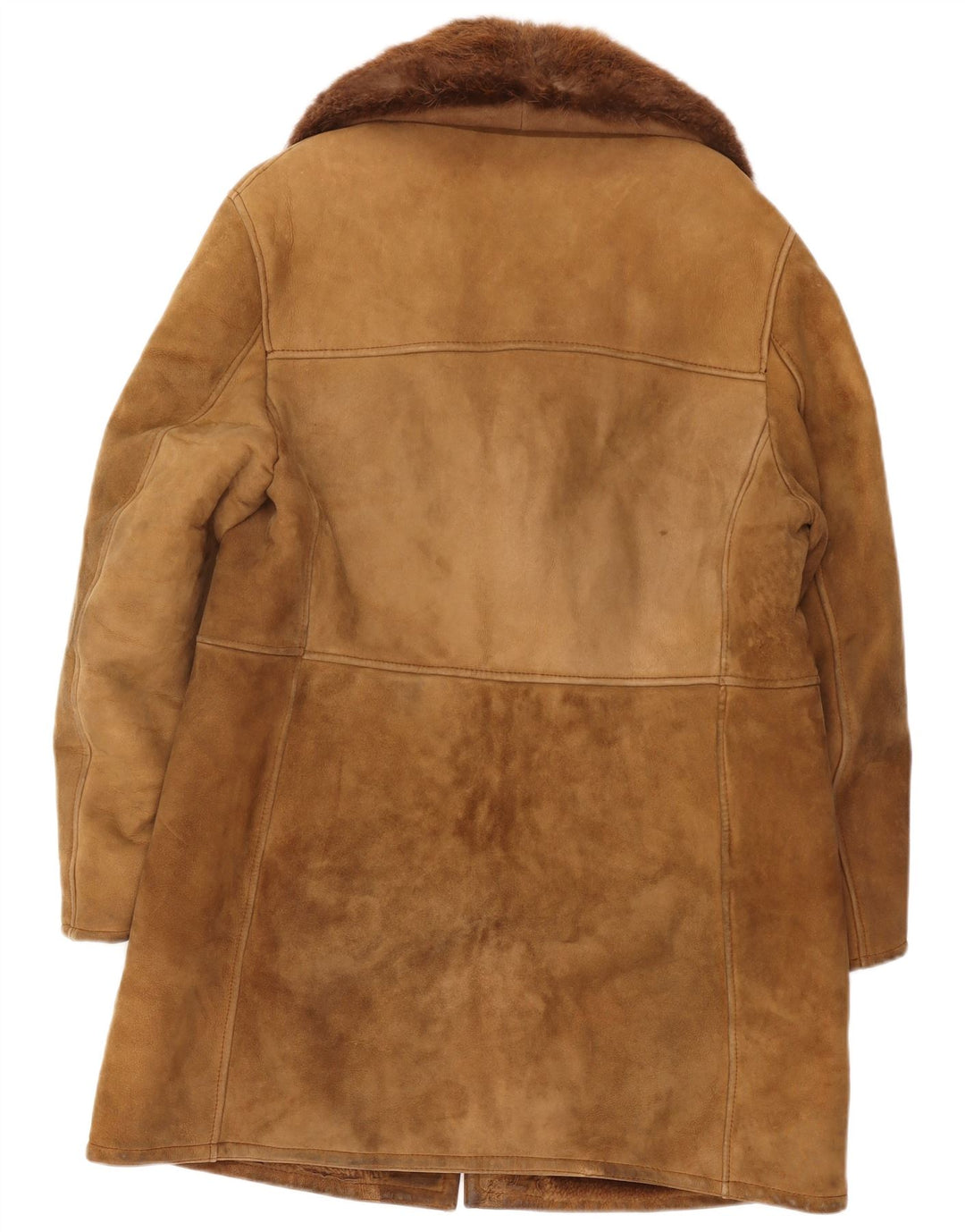 Vintage Mens Shearling Overcoat UK 38 Medium Beige