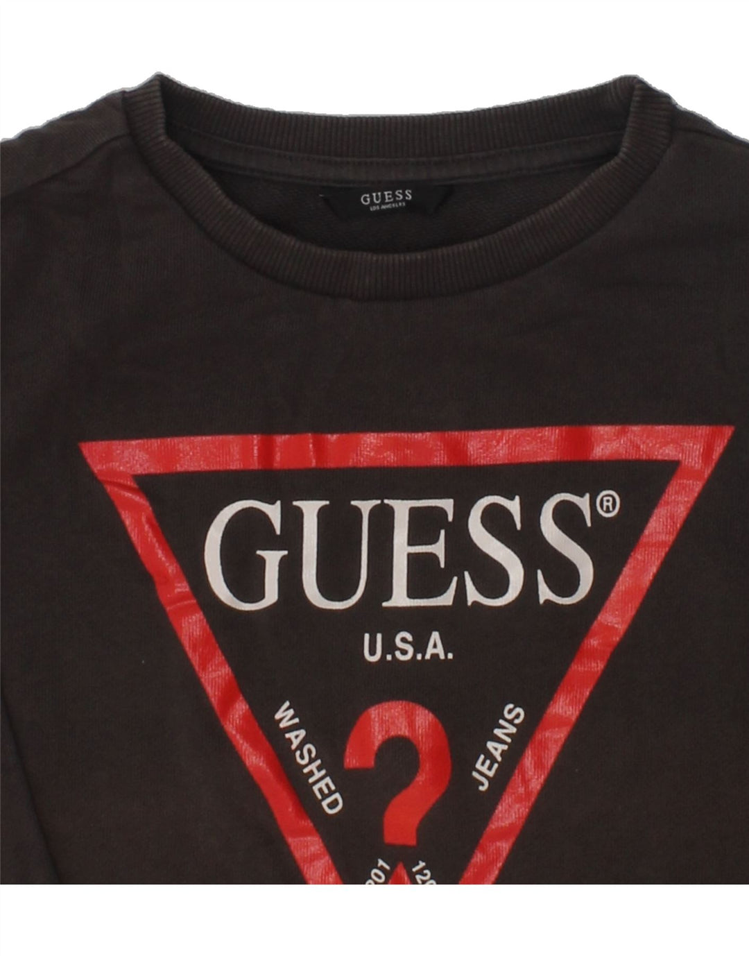 GUESS Boys Graphic Sweatshirt Jumper 7-8 Years Brown Cotton | Vintage Guess | Thrift | Second-Hand Guess | Used Clothing | Messina Hembry 