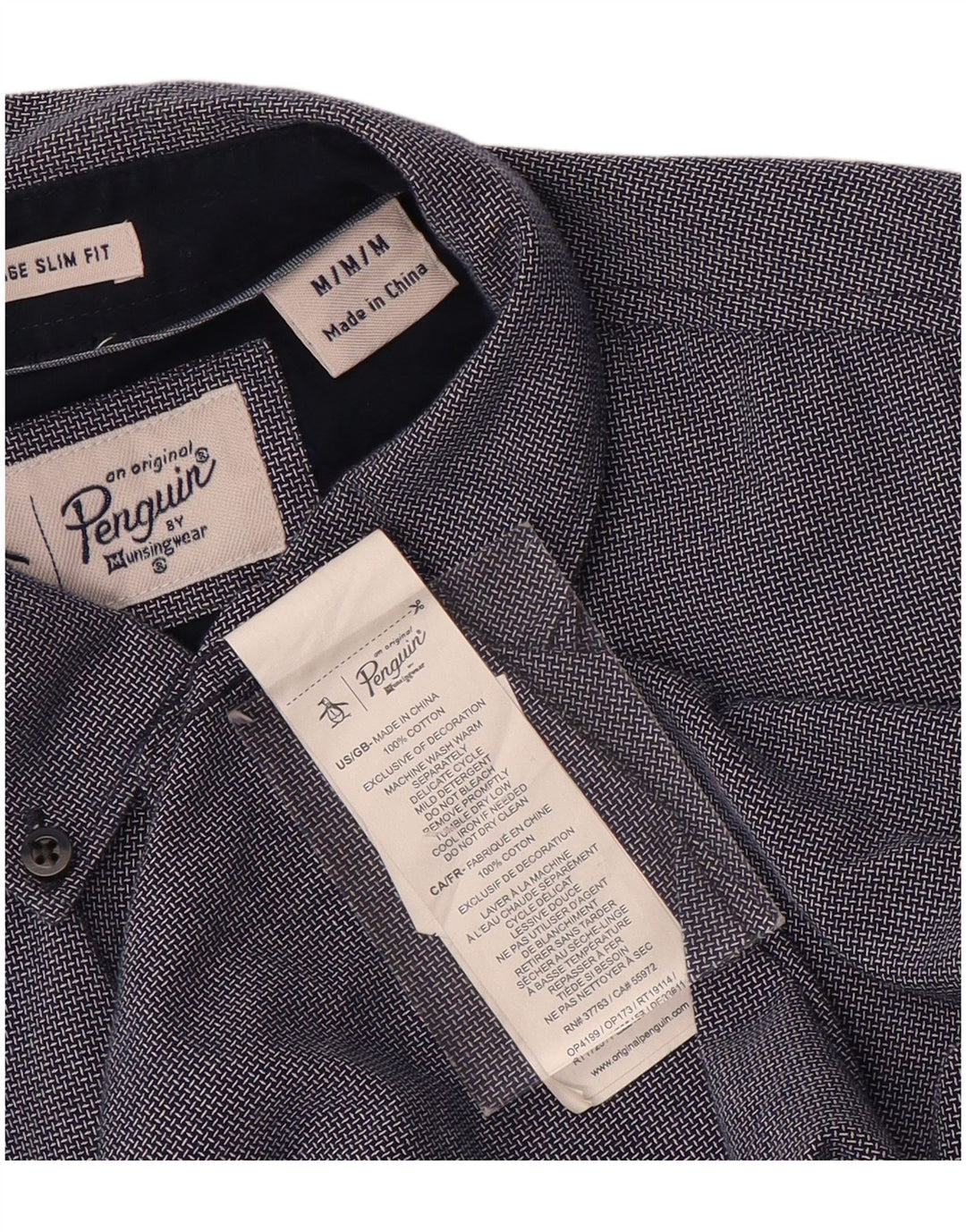 Penguin Mens Heritage Slim Fit Shirt Medium Blue Cotton