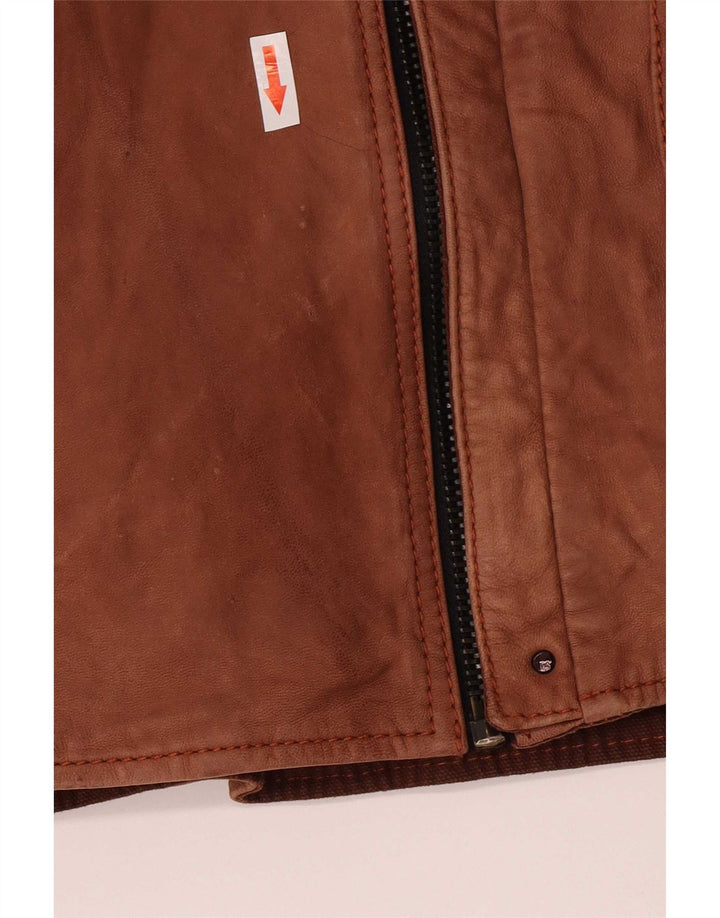 G-Star Mens Suede Biker Jacket UK 40 Large Brown Leather
