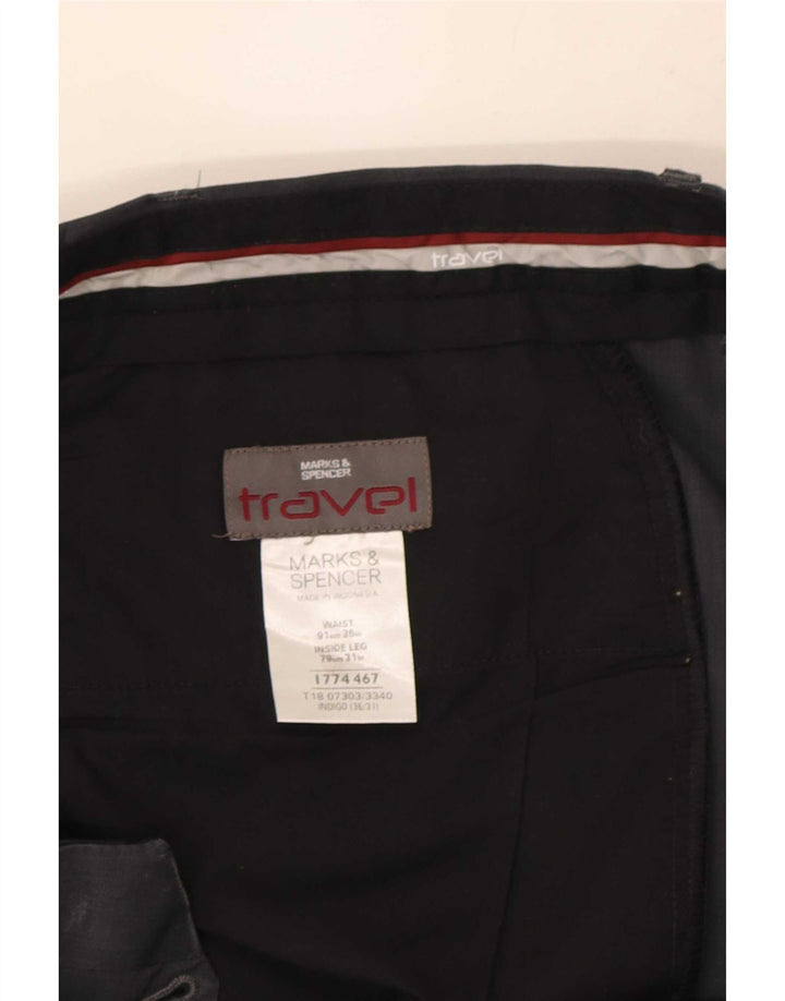 Marks & Spencer Mens Straight Chino Trousers W36 L31 Blue Polyester