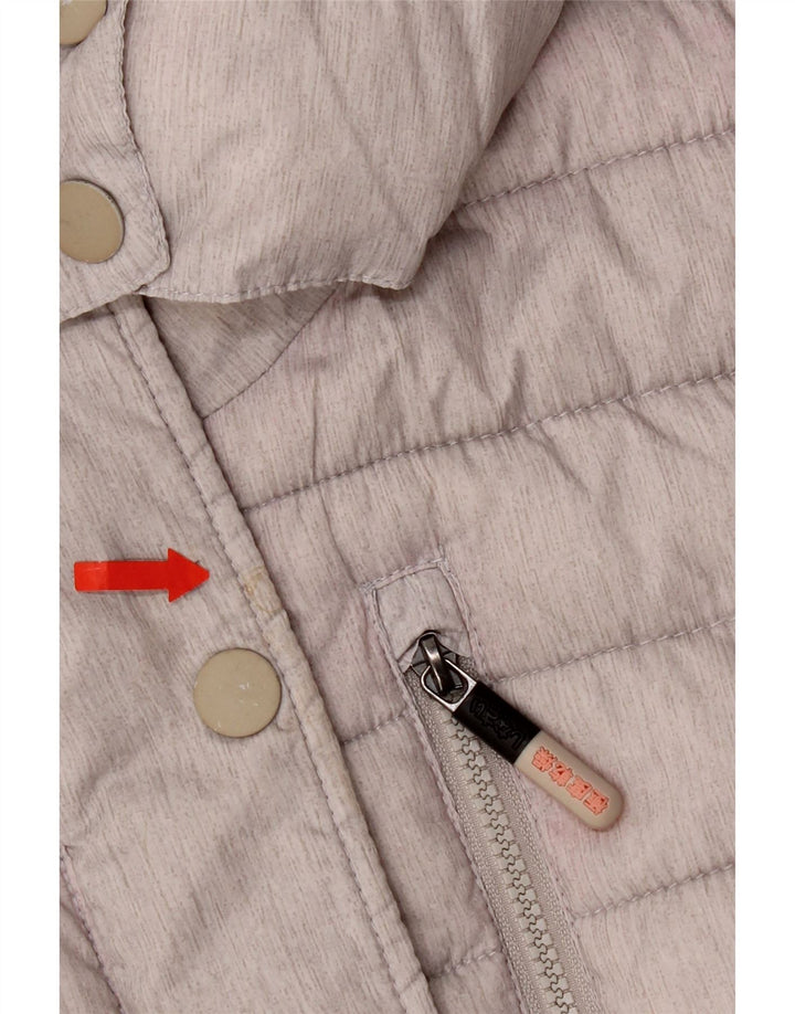 Superdry Womens Hooded Padded Jacket UK 14 Large Grey Polyester