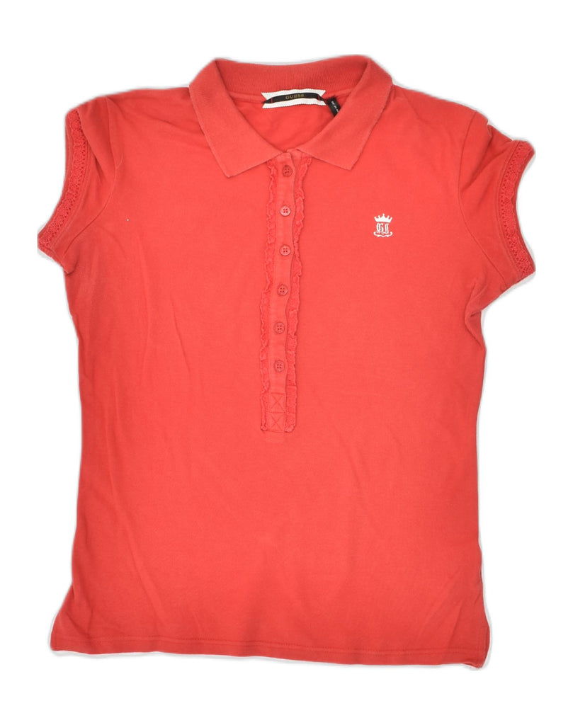 GUESS Womens Polo Shirt UK 14 Large Red Cotton | Vintage Guess | Thrift | Second-Hand Guess | Used Clothing | Messina Hembry 