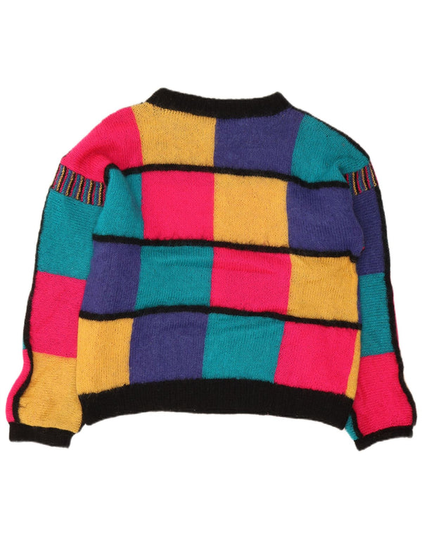 Vintage Womens Boat Neck Jumper Sweater UK 18 XL Multicoloured Check