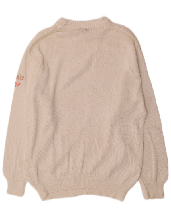 Marronetto Womens Crew Neck Jumper Sweater UK 16 Large White Cotton