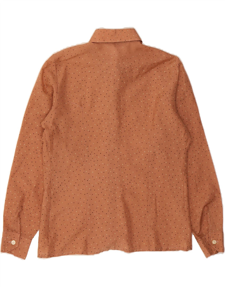 VINTAGE Womens Shirt UK 16 Large Brown Spotted Polyester Vintage Vintage and Second-Hand Vintage from Messina Hembry 