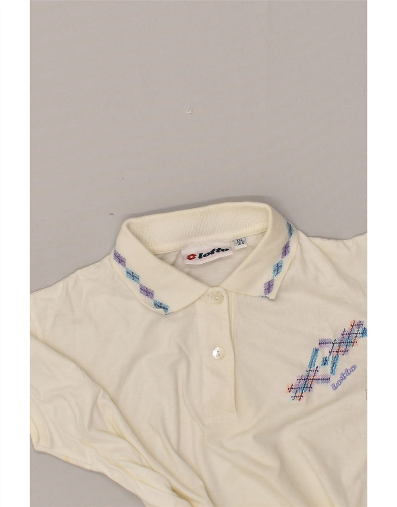 LOTTO Girls Polo Shirt 14-15 Years 2XL Off White Cotton | Vintage Lotto | Thrift | Second-Hand Lotto | Used Clothing | Messina Hembry 