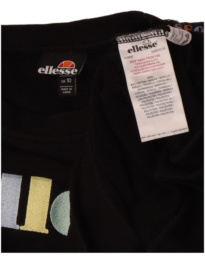 Ellesse Womens Graphic Oversized Sweatshirt Jumper UK 10 Small Black