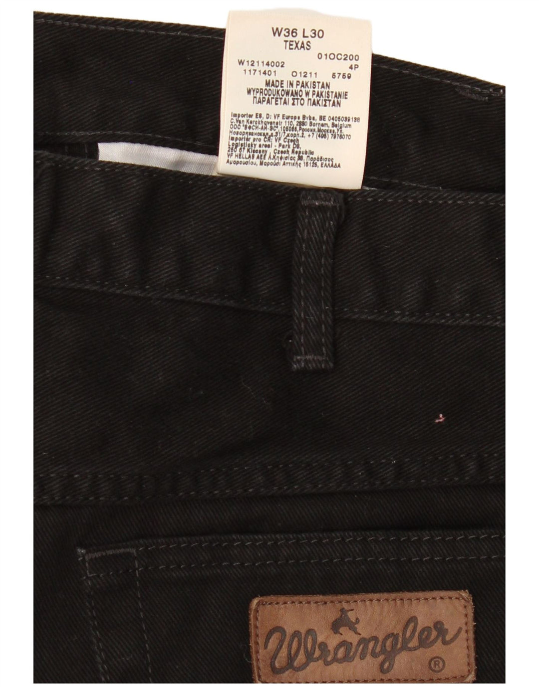Wrangler Mens Texas Straight Jeans W36 L30 Black Cotton
