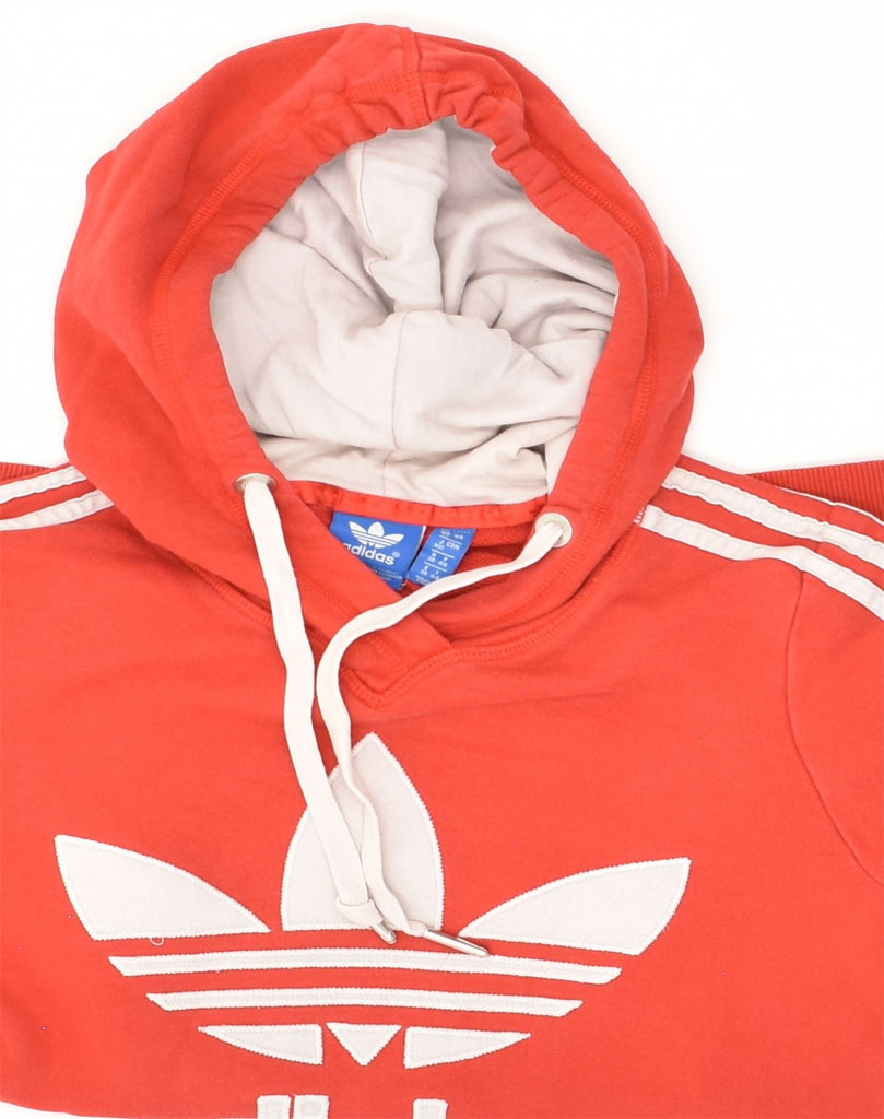 ADIDAS Womens Graphic Hoodie Jumper UK 12 Medium Red Cotton | Vintage Adidas | Thrift | Second-Hand Adidas | Used Clothing | Messina Hembry 