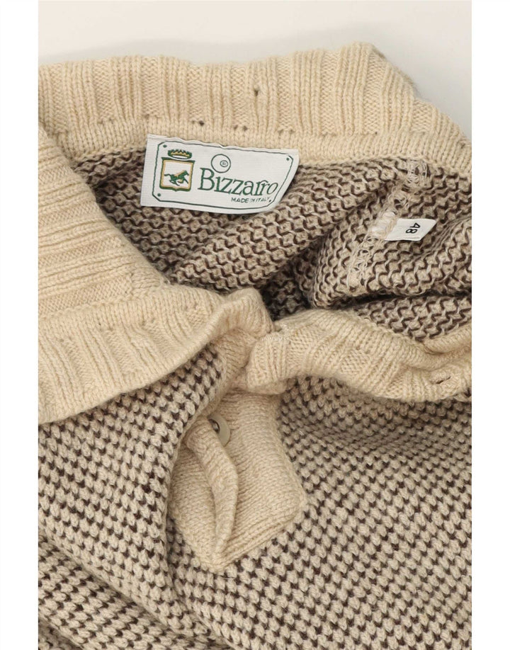 Bizzarro Mens Button Neck Jumper Sweater IT 48 Medium Beige Flecked