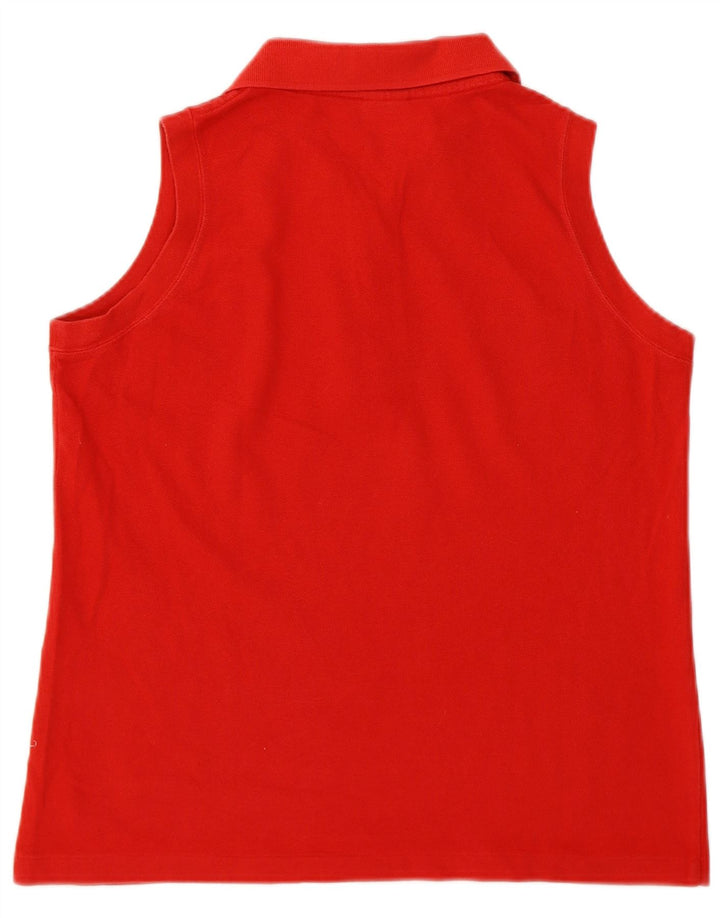 Lacoste Womens Sleeveless Polo Shirt Size 42 Large Red Cotton