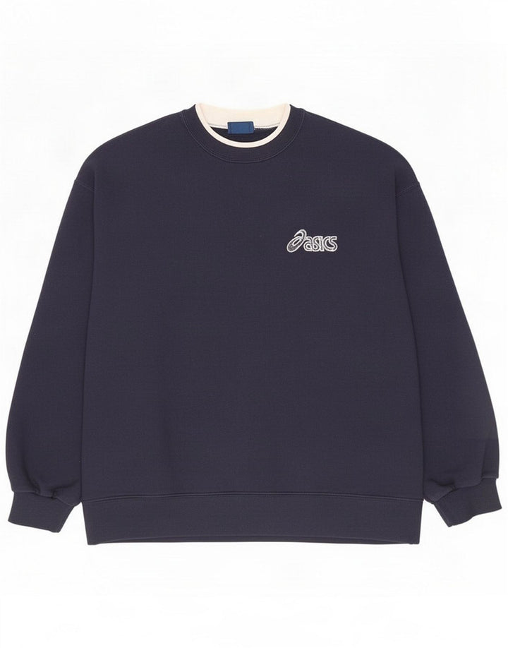 Asics Mens Sweatshirt Jumper Large Navy Blue Cotton