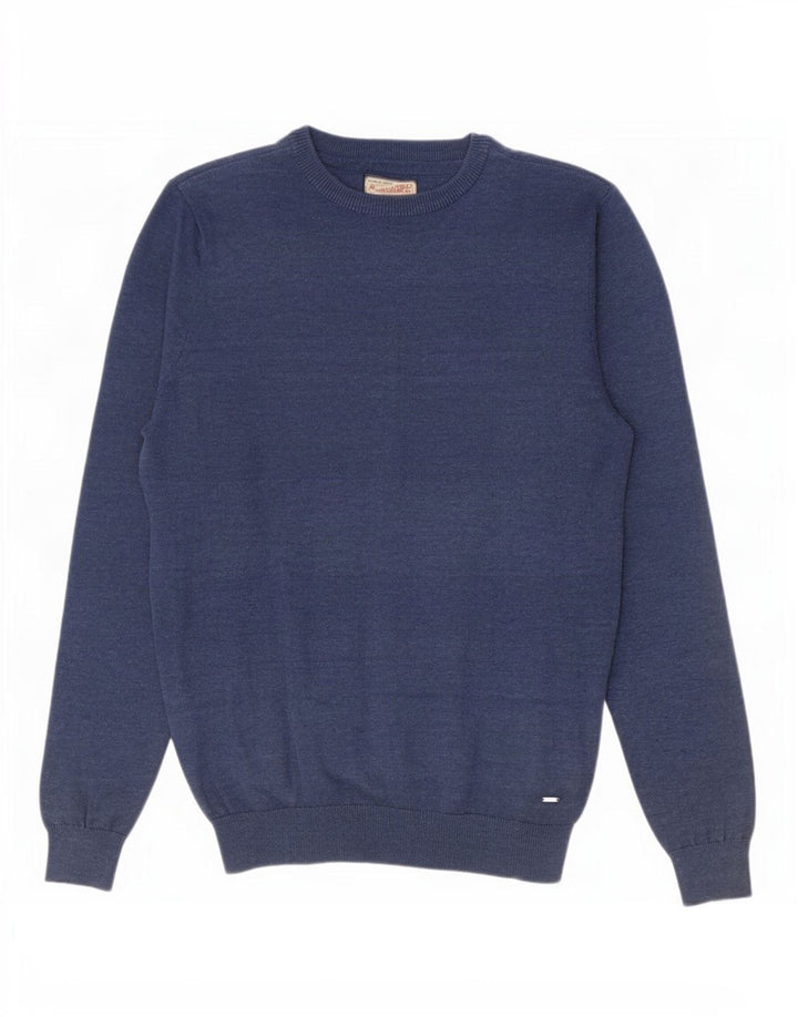 Petrol Industries Mens Crew Neck Jumper Sweater Medium Navy Blue Pinstripe