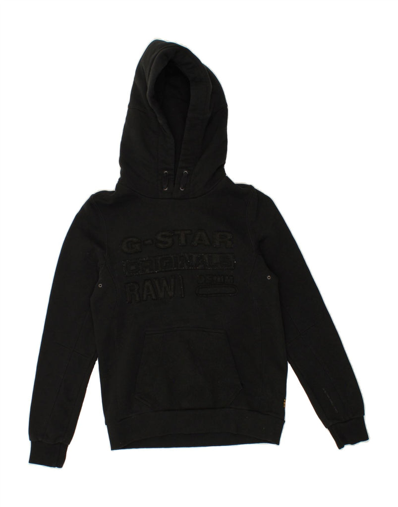 G-STAR Womens Graphic Hoodie Jumper UK 10 Small Black Cotton | Vintage G-Star | Thrift | Second-Hand G-Star | Used Clothing | Messina Hembry 