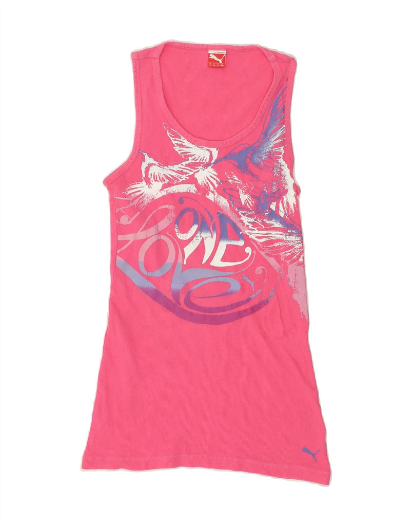 PUMA Girls Graphic Vest Top 13-14 Years Pink | Vintage Puma | Thrift | Second-Hand Puma | Used Clothing | Messina Hembry 