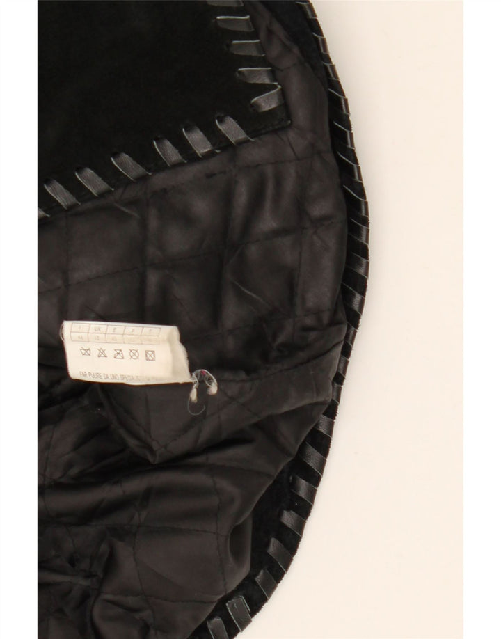 Basics Womens Suede Jacket UK 12 Medium  Black Leather