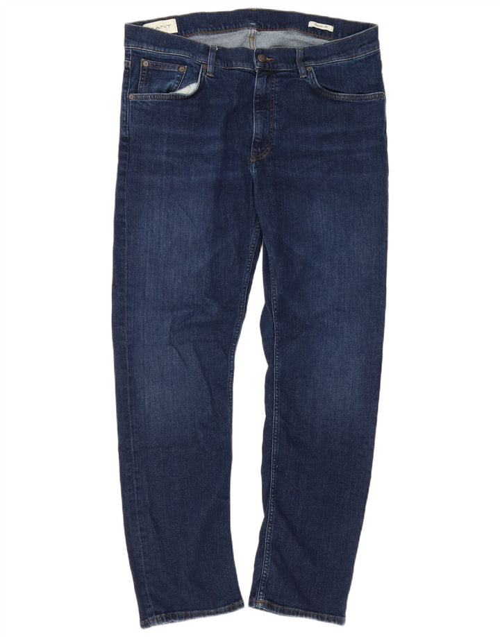 Gant Mens Regular Fit Straight Jeans W38 L32 Blue Cotton