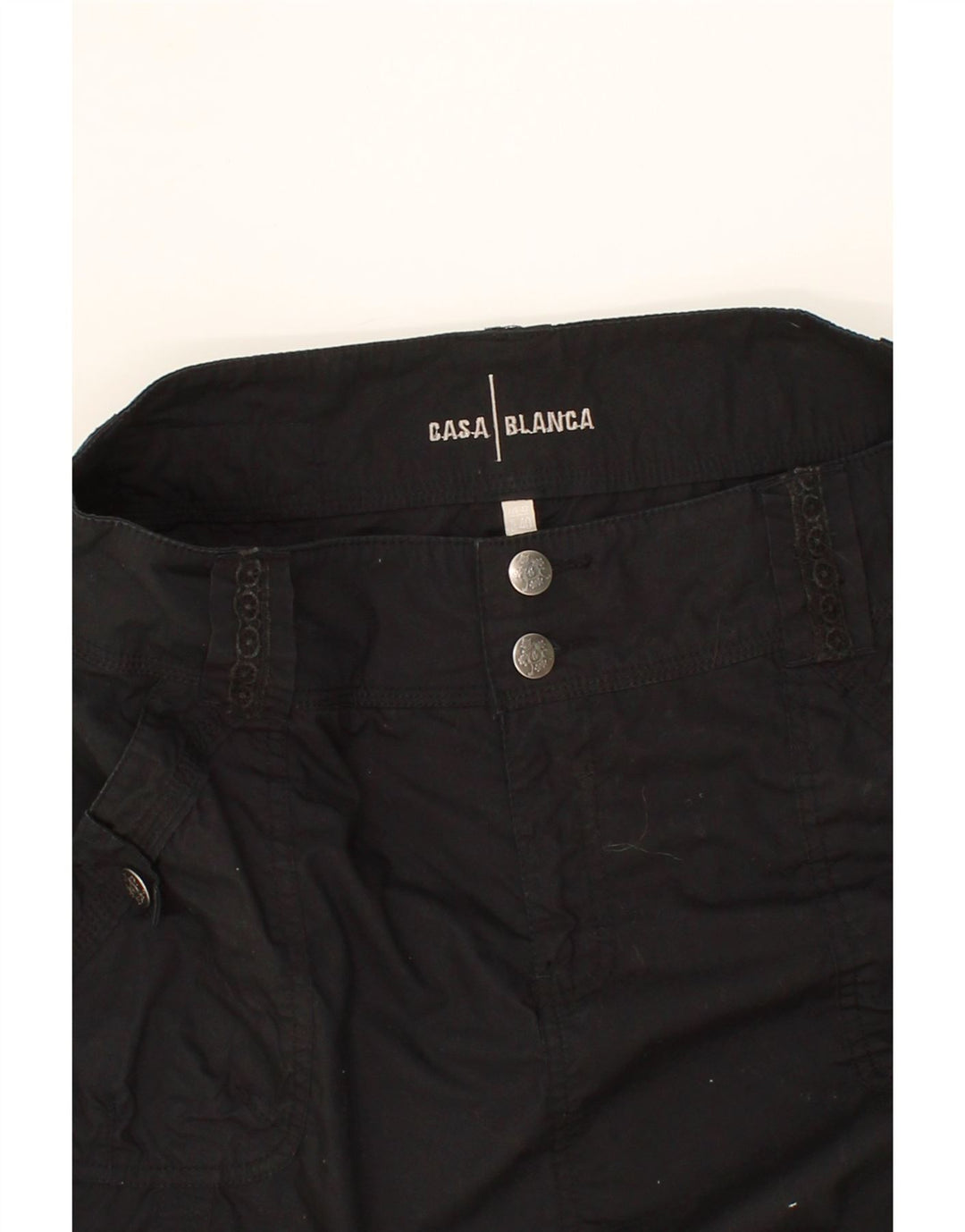 CASA BLANCA Womens Straight Skirt EU 40 Medium W32 Black Cotton Vintage Casa Blanca and Second-Hand Casa Blanca from Messina Hembry 