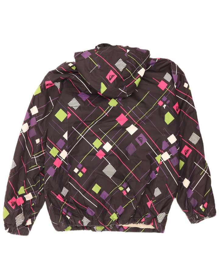 Quiksilver Womens Hooded Windbreaker Jacket UK 14 Medium Black Geometric
