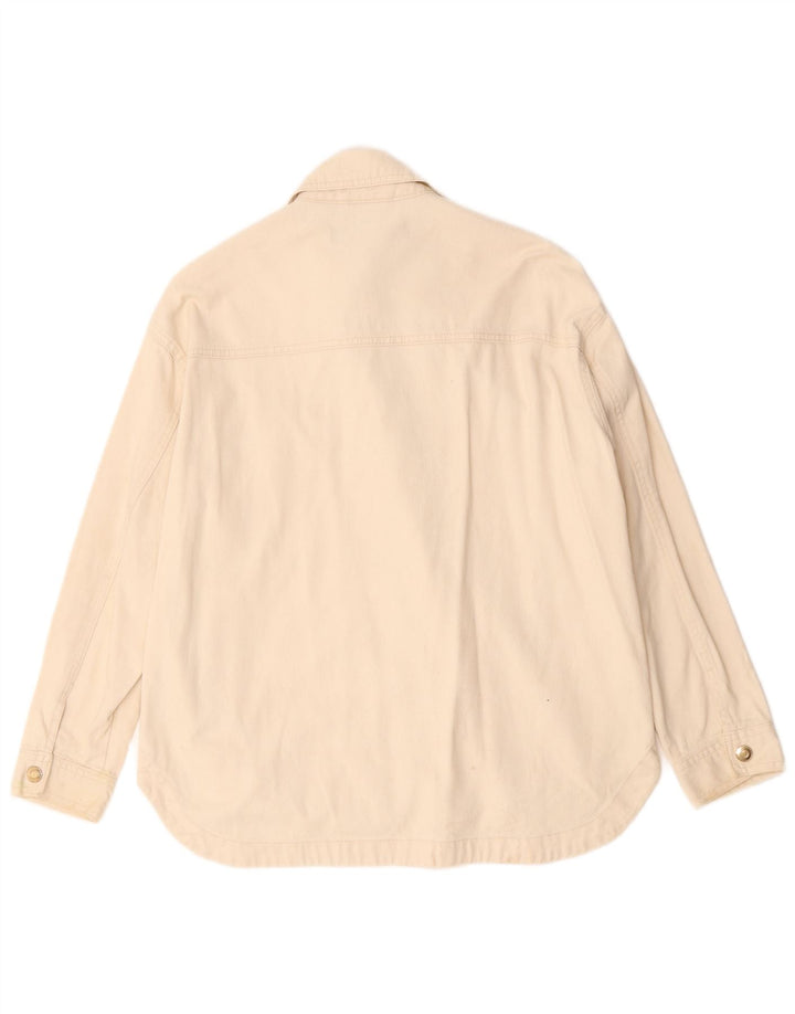Zara Womens Bomber Jacket UK 10 Small Off White Cotton