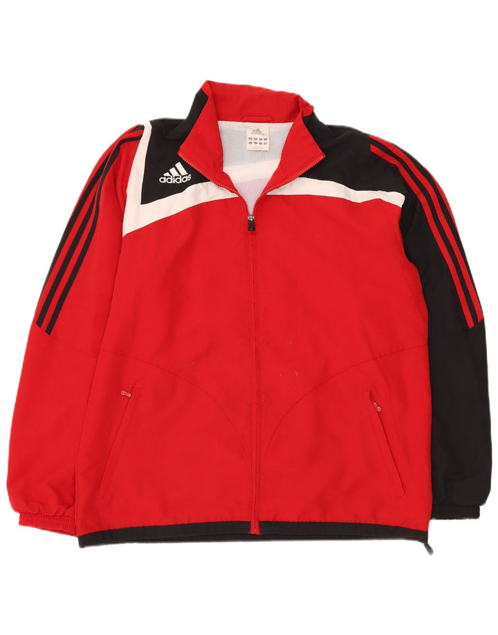 Adidas Mens Tracksuit Top Jacket UK 42/44 Large Red Colourblock Polyester