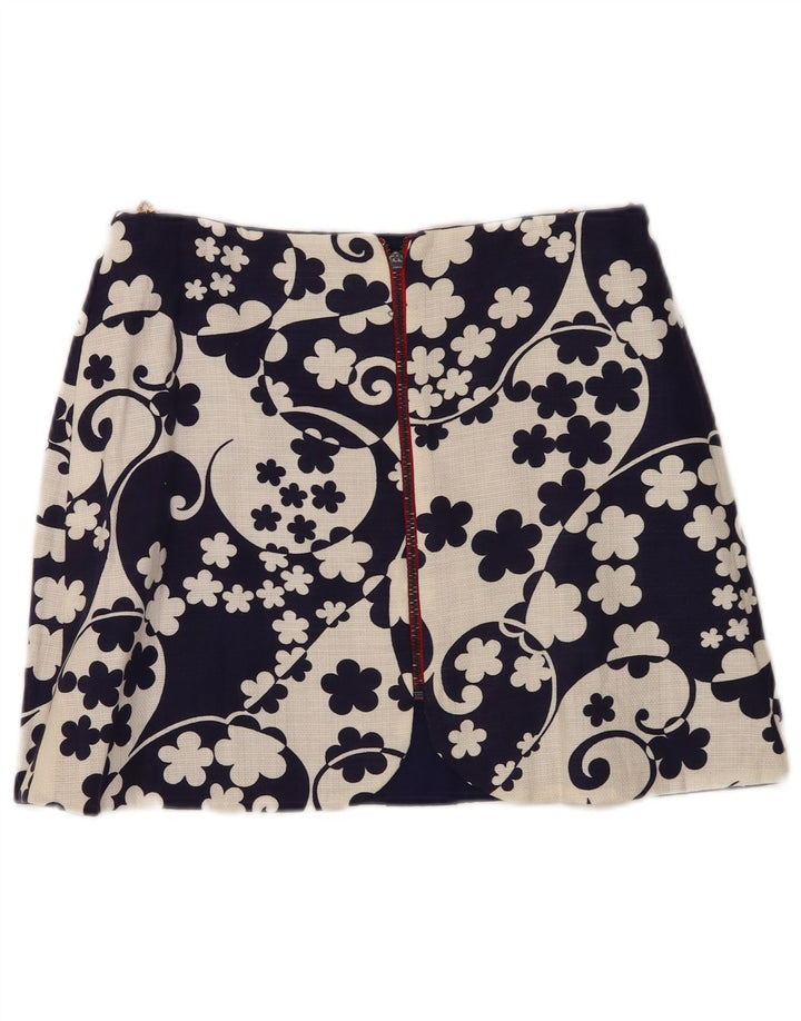 Vintage Womens Mini Skirt W28 Medium Navy Blue Floral