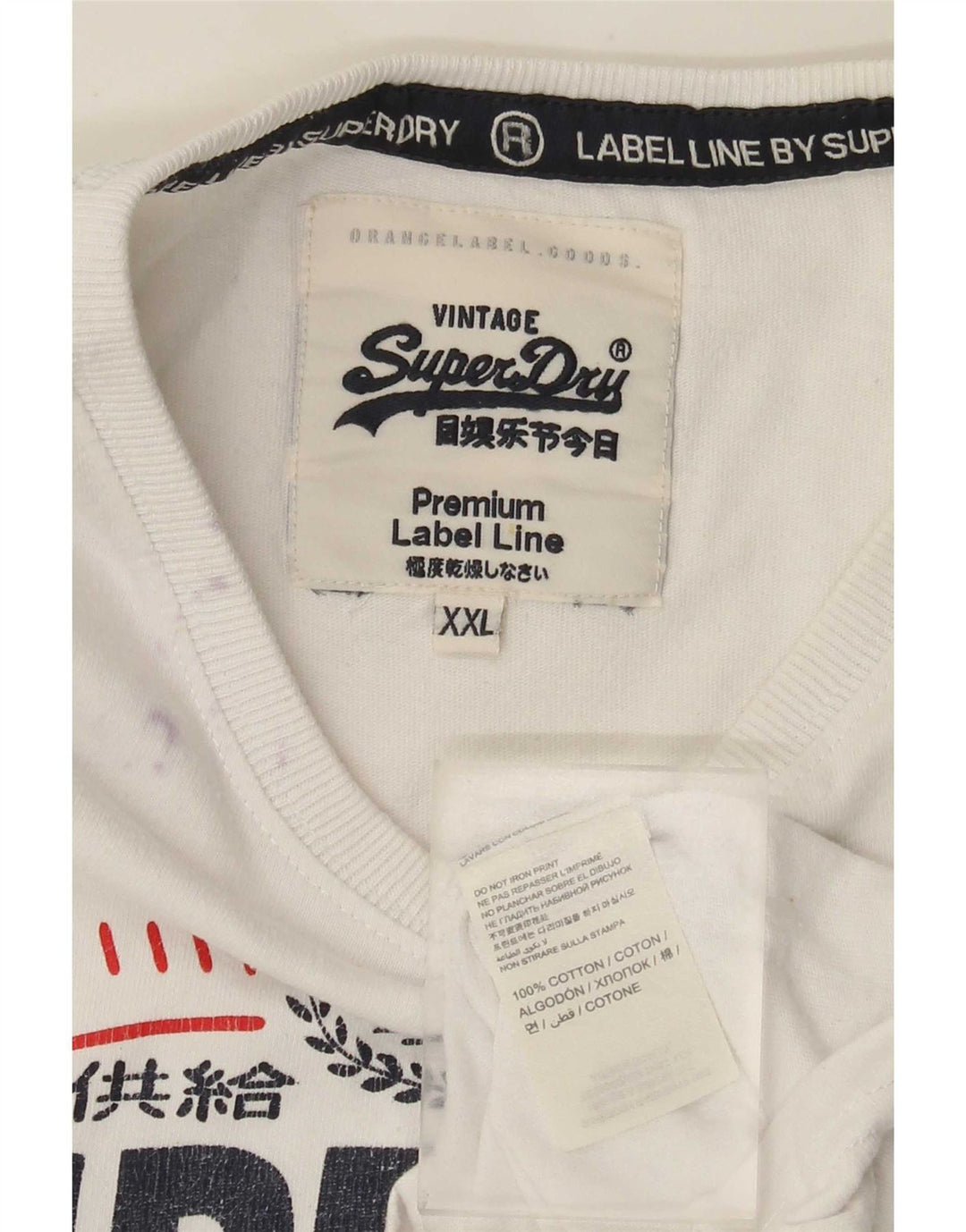 Superdry Mens Graphic T-Shirt Top 2XL White Cotton
