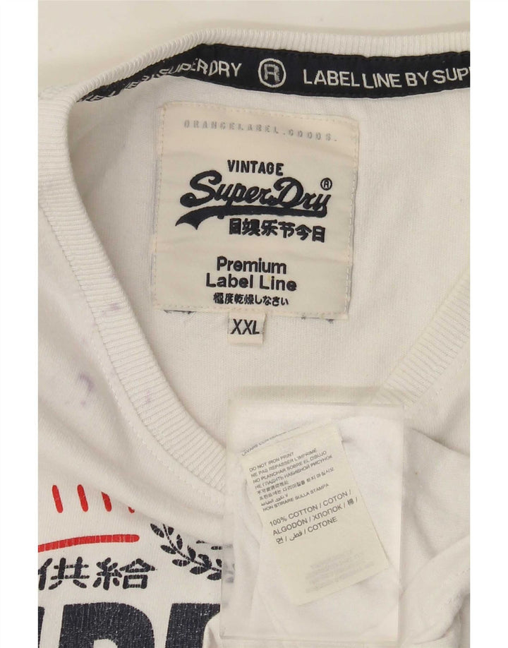 Superdry Mens Graphic T-Shirt Top 2XL White Cotton