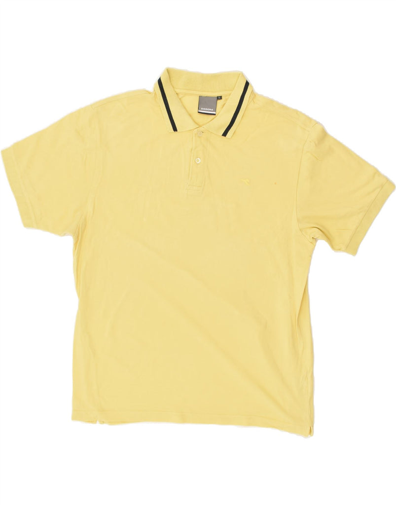 DIADORA Mens Polo Shirt Large Yellow Cotton | Vintage Diadora | Thrift | Second-Hand Diadora | Used Clothing | Messina Hembry 