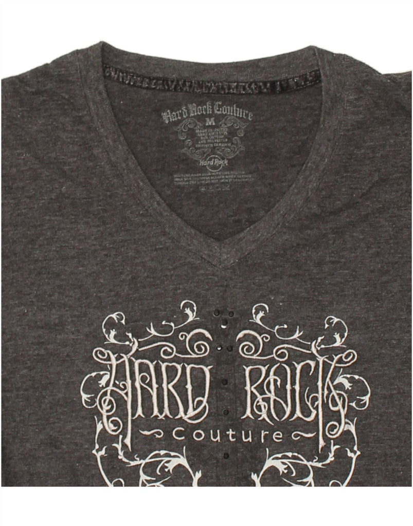 HARD ROCK COUTURE Womens Graphic T-Shirt Top UK 14 Medium Grey Cotton | Vintage Hard Rock Couture | Thrift | Second-Hand Hard Rock Couture | Used Clothing | Messina Hembry 