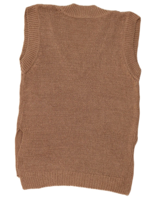 Zara Womens Oversized Vest Tank Top UK 10 Small Brown Acrylic