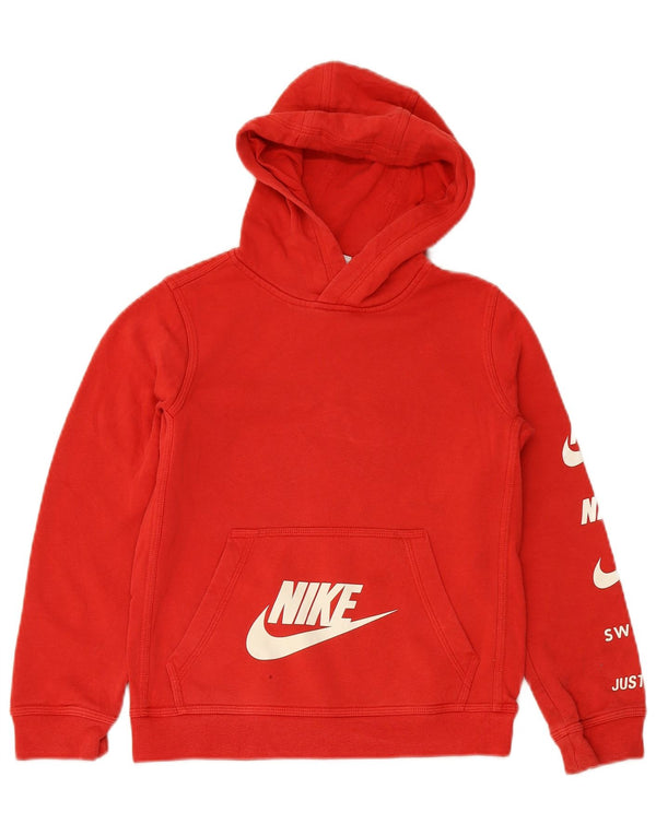 Nike Boys Graphic Hoodie Jumper 10-11 Years Medium Red Cotton