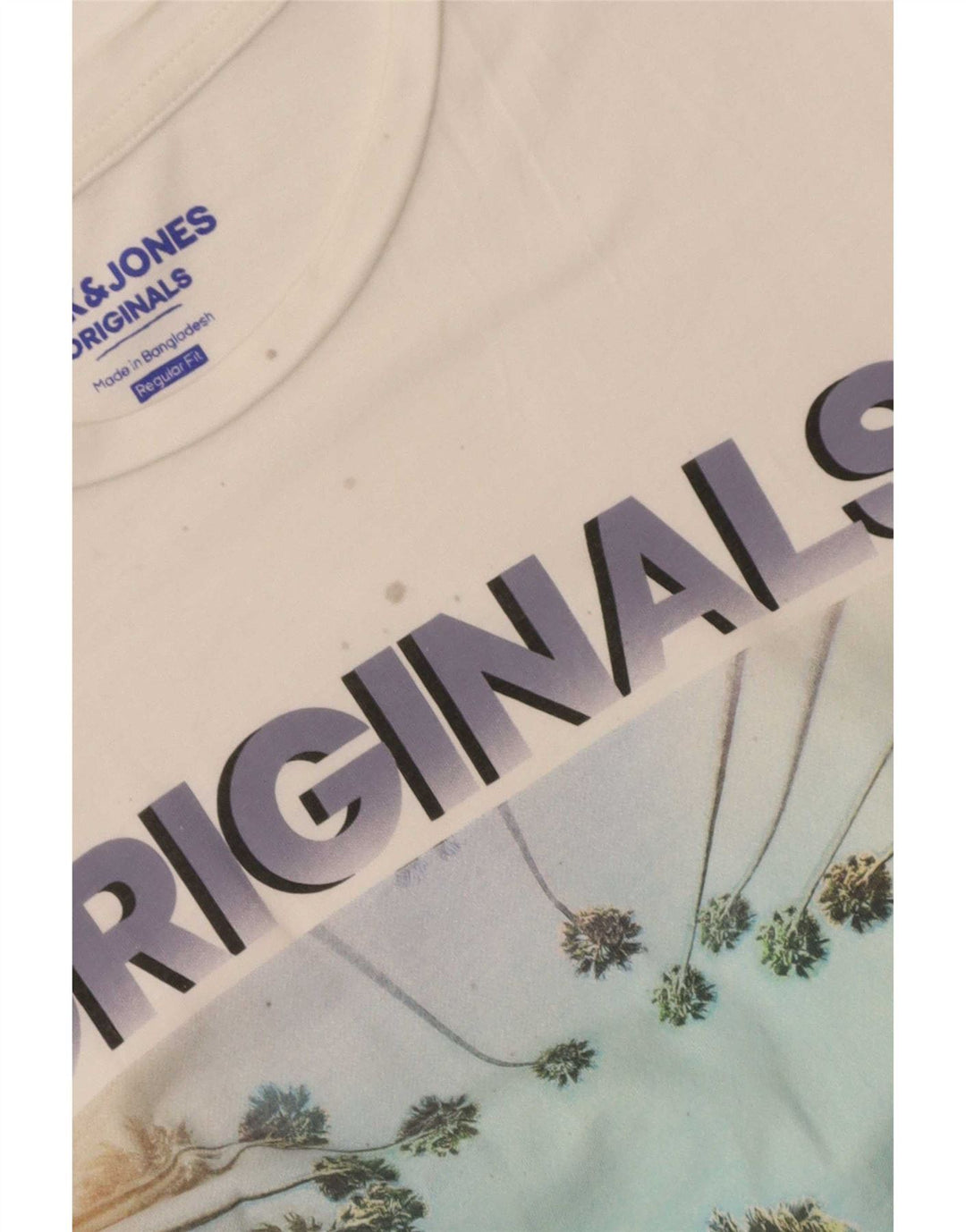 Jack & Jones Mens Regular Fit Graphic T-Shirt Top Large White Cotton