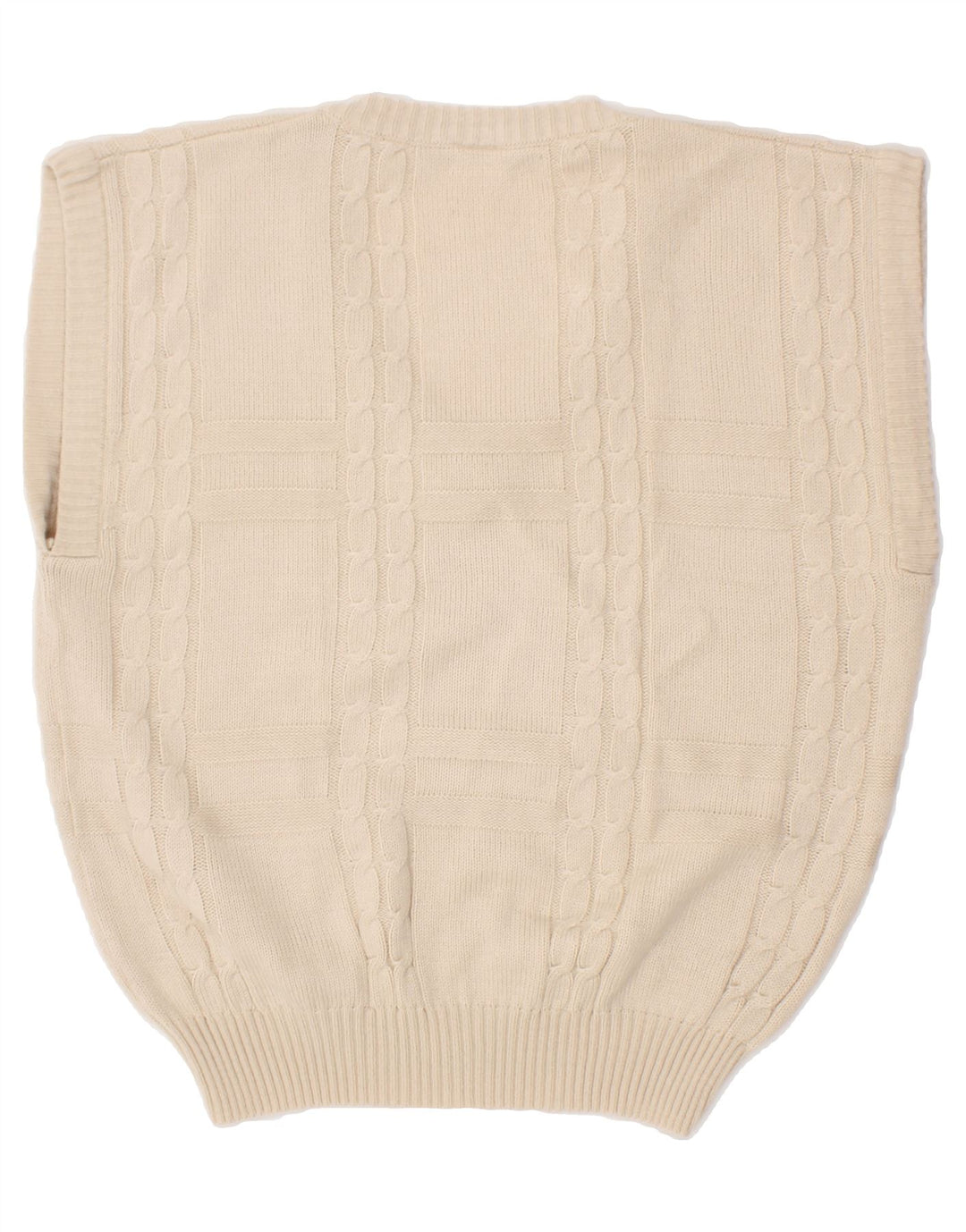 VINTAGE Mens Short Sleeve V-Neck Jumper Sweater IT 48/50 Medium Beige Vintage Vintage and Second-Hand Vintage from Messina Hembry 