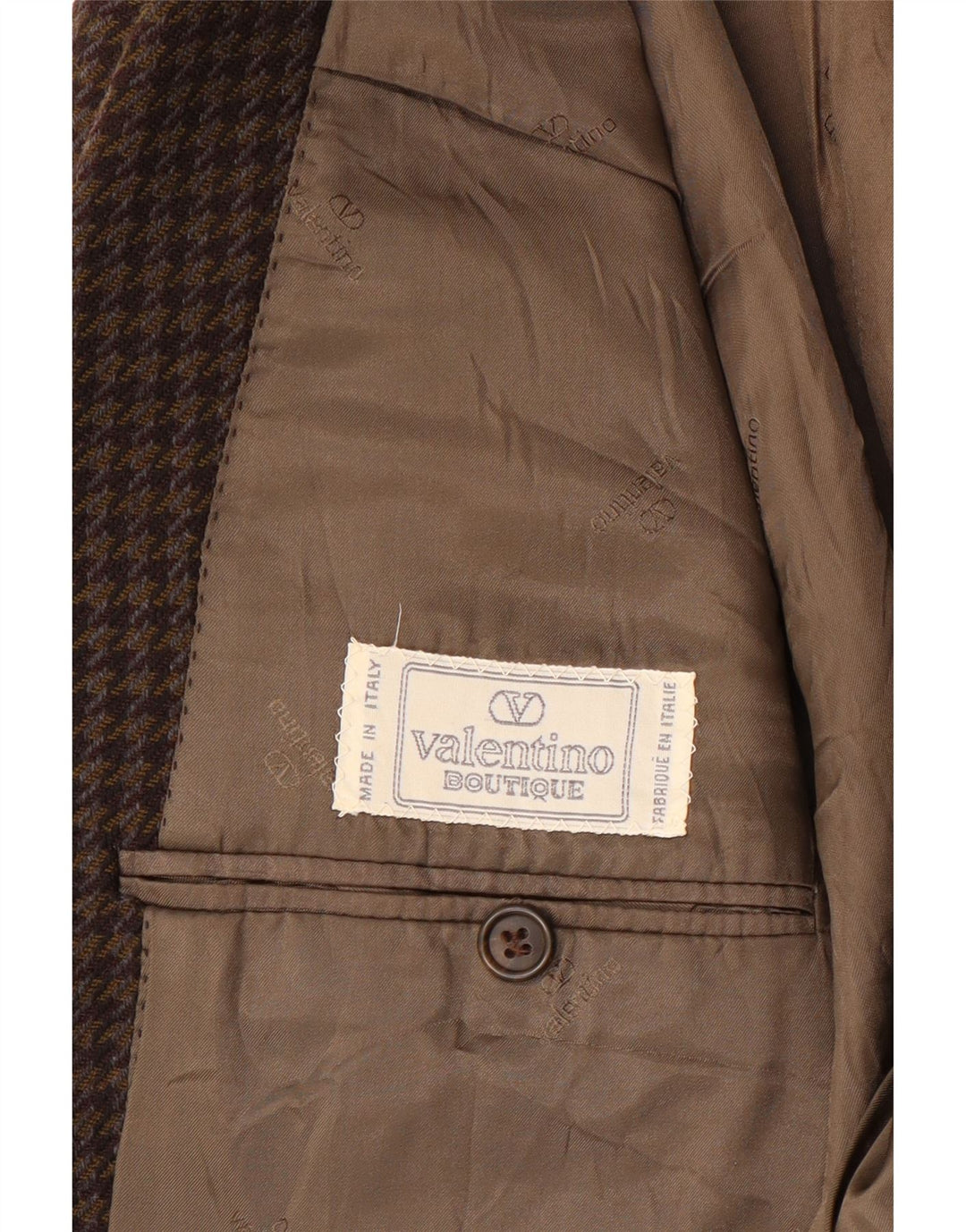 Valentino Mens Blazer Jacket UK 38 Medium Brown Houndstooth Classic
