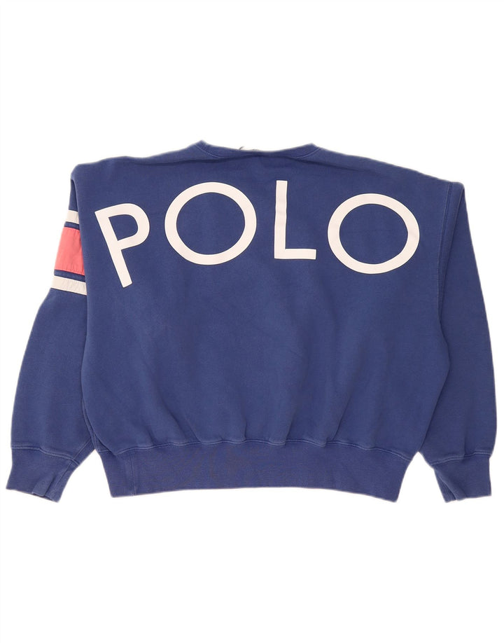 Polo Ralph Lauren Womens Graphic Sweatshirt Jumper UK 14 Medium Blue