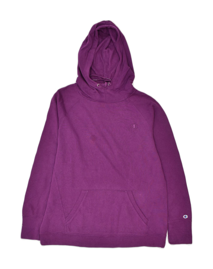 CHAMPION Womens Hoodie Jumper UK 16 Large Purple Cotton Sports | Vintage | Thrift | Second-Hand | Used Clothing | Messina Hembry 