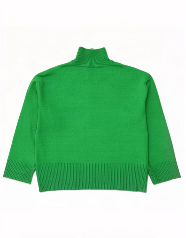 Zara Womens Zip Neck Jumper Sweater UK 16 Large Green