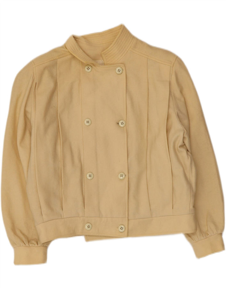 Vintage Womens Bomber Jacket UK 14 Medium Beige Wool