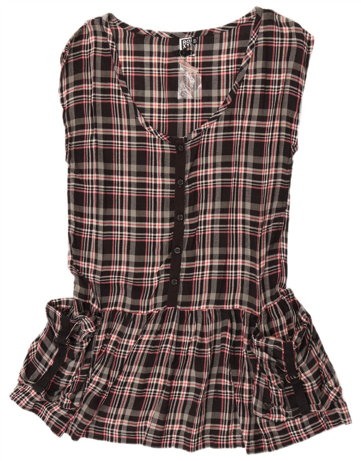 Roxy Womens Sleeveless Tunic Dress UK 12 Medium Black Check Cotton