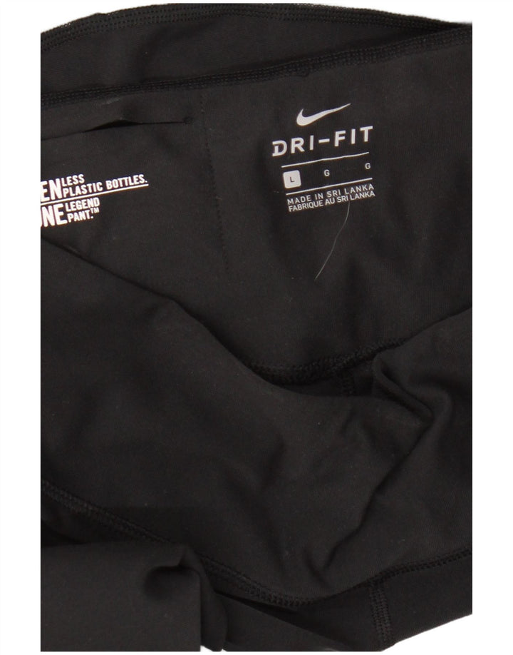 Nike Womens Dri Fit Leggings UK 14 Large Black Colourblock