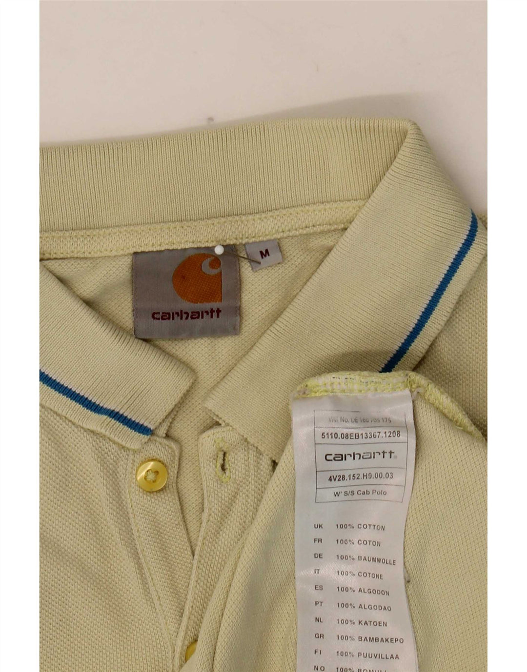 Carhartt Mens Polo Shirt Medium Yellow Cotton